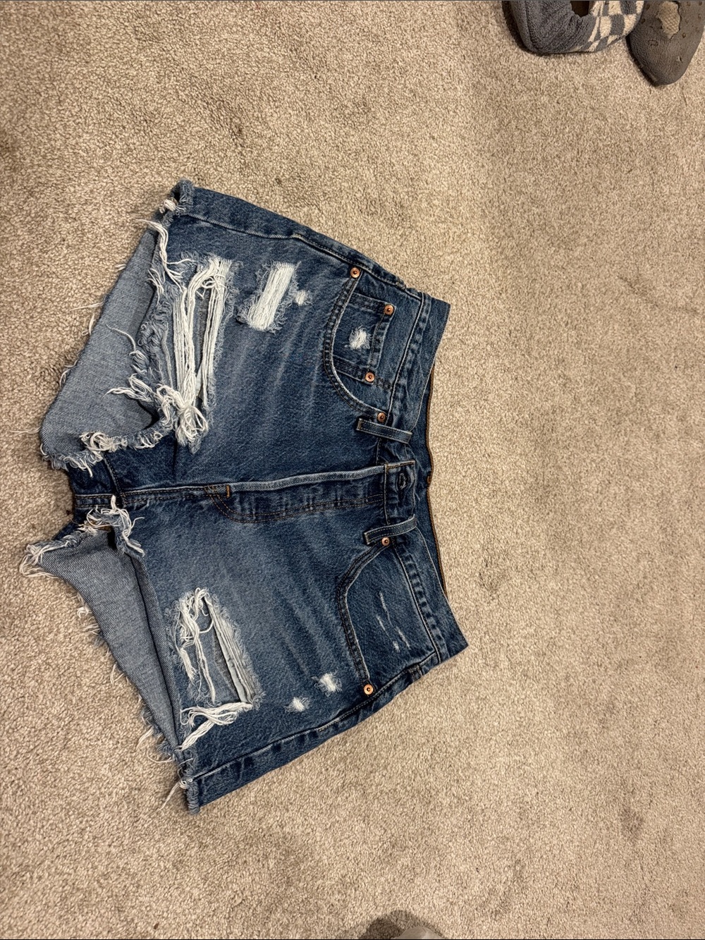 Levi's Distressed Dark Indigo Denim Cutoff Shorts